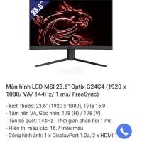 Màn hình Cong MSI Optix G24C4 23.6Inch FHD 144Hz  