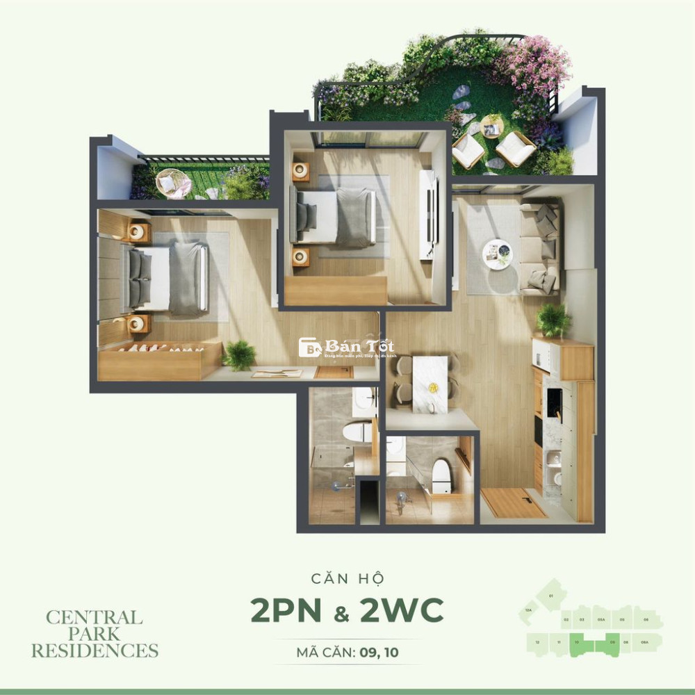 Bán căn hộ ecopark vinh 2 phòng ngủ.73.55 mét thông thủy