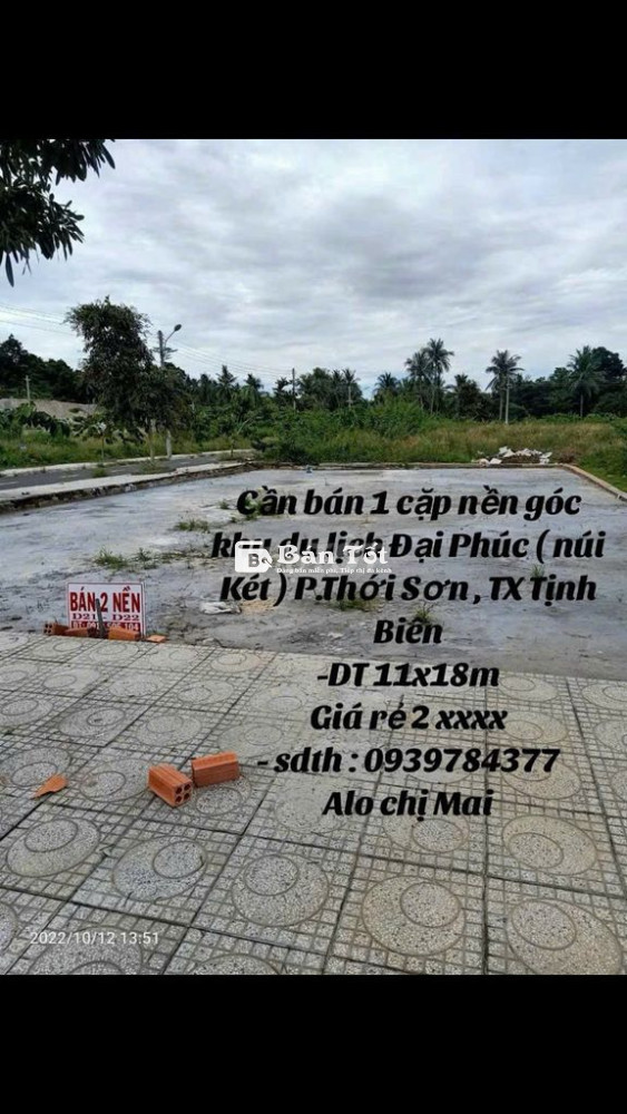 Bán 03 nền dự án KHU DÂN CƯ ĐẠI PHÚC, XÃ THỚI SƠN, TỊNH BIÊN, AN GIANG