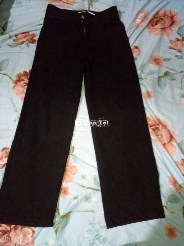 Quần Ống Suông Đen - Size S (47-53kg) - Phong Cách Unisex  