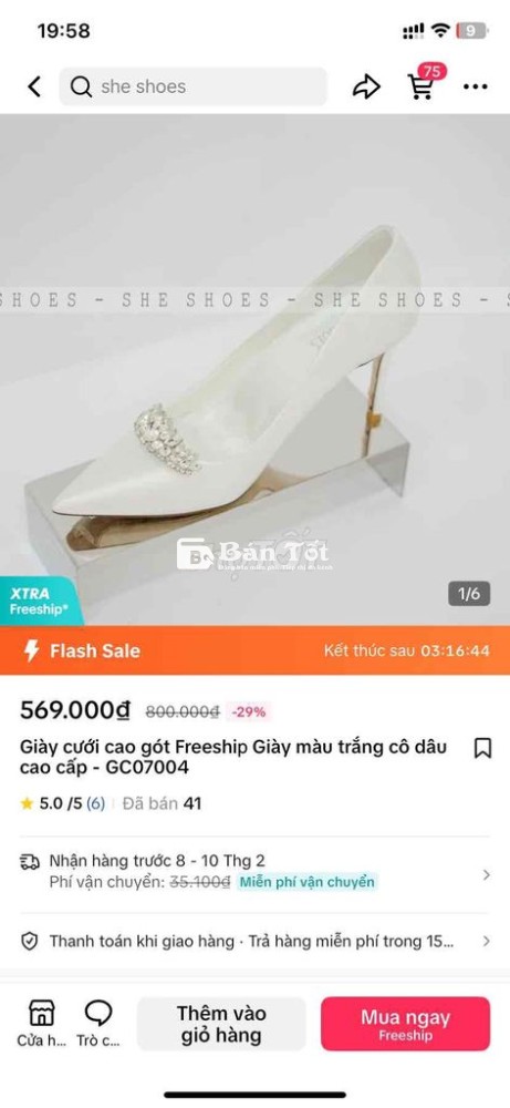 Giày cưới She Shose - Chỉ sử dụng 1 lần!