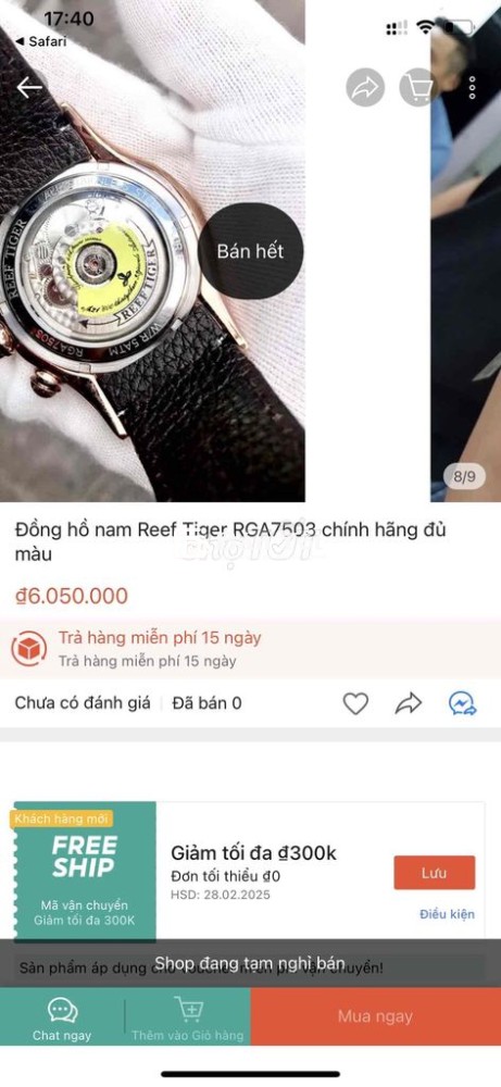 Đồng hồ REEF TIGER RG7503 chính hãng - Bảo hành đến 29/9/2025  