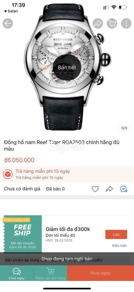 Đồng hồ REEF TIGER RG7503 chính hãng - Bảo hành đến 29/9/2025  