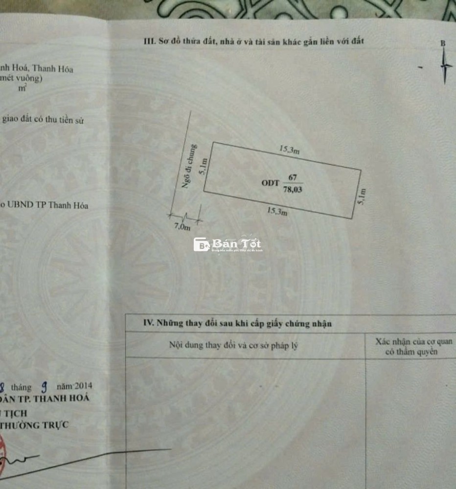 Bán đất đườngTrần Bình Trọng, P. Đông Sơn, Thanh Hóa