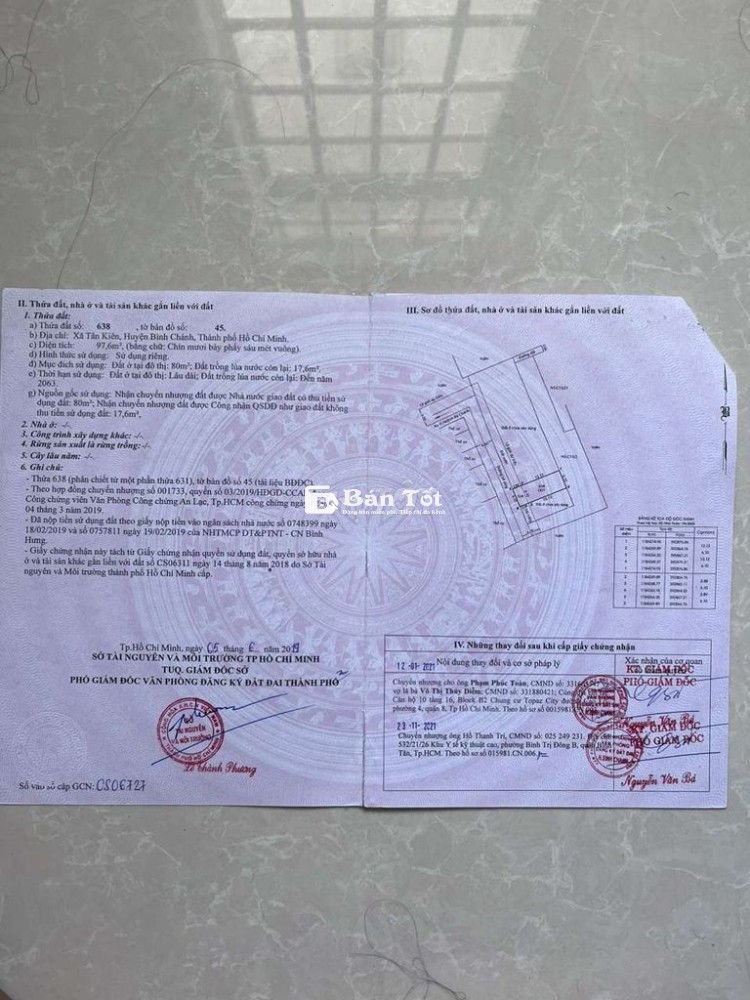 BÁN ĐẤT THỔ CƯ HẺM XE TẢI XÃ TÂN KIÊN BÌNH CHÁNH