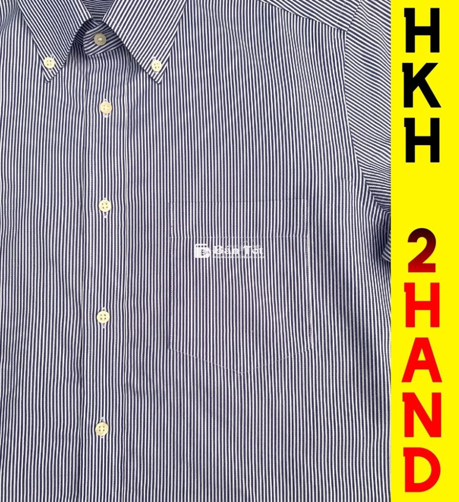 Áo sơmi nam UNIQLO sọc trắng-xanh, 77-84kg,BAOSHIP