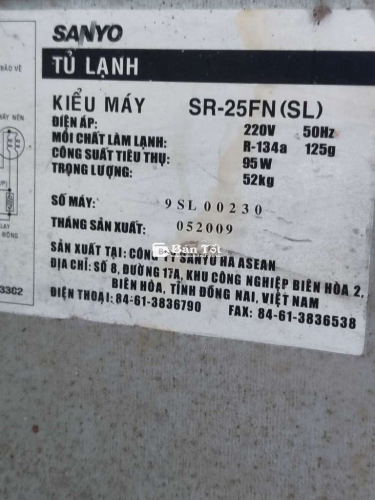 Tủ Lạnh Sanyo Đang Sử Dụng - Dọn Nhà Cần Bán Gấp!  