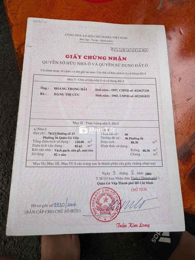 BÁN NHÀ ĐỊA CHỈ: 276/134/21 THỐNG NHẤT, PHƯỜNG 16, QUẬN GÒ VẤP