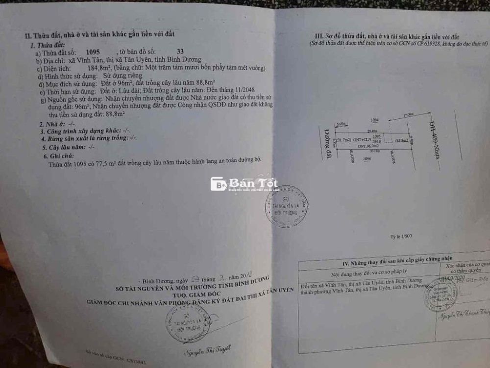 BÁN MIẾNG ĐẤT 2 MẶT TIỀN ĐƯỜNG NHỰA Ở KP3, PHƯỜNG VĨNH TÂN