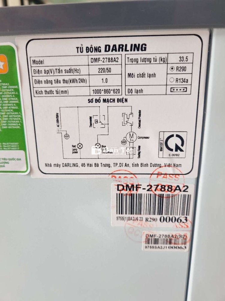 Xả kho Tủ đông Darling 230L new 100% giá siêu rẻ