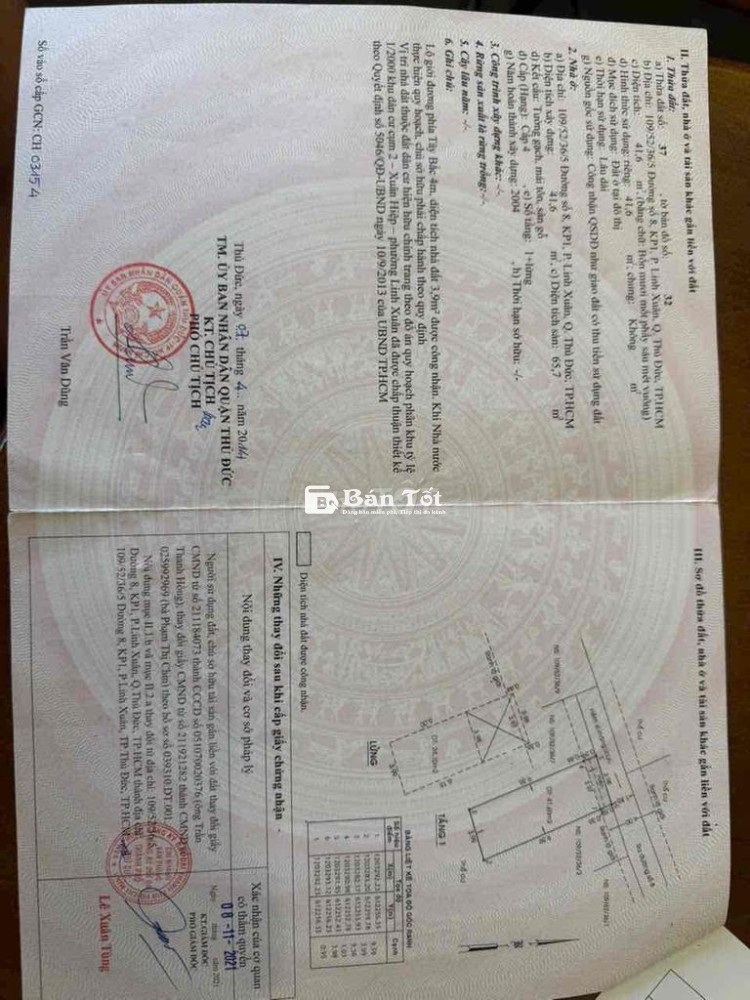 bán nhà trệt lầu đường số 8 Linh Xuân , Thủ Đức hoàn công