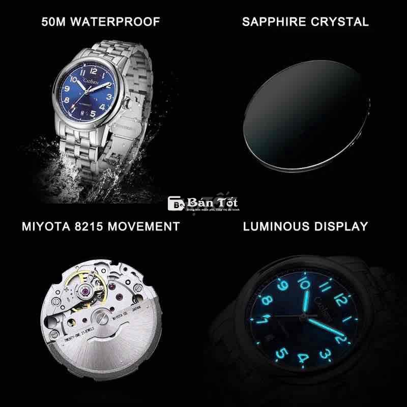 CADISEN 39MM Đồng Hồ Cơ Tự Động Mới 2024, tặng dây
