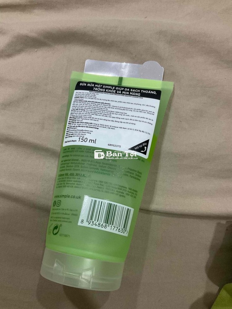 pass sữa rửa mặt simple chính hãng