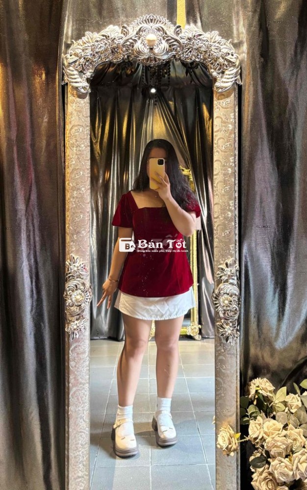 Set áo nhung kèm cv trắng