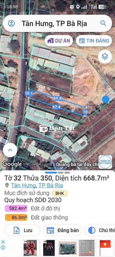 Cần bán gấp mặt tiền đường Lê Trọng Tấn , Bà Rịa giá chủ ngộp lh em.