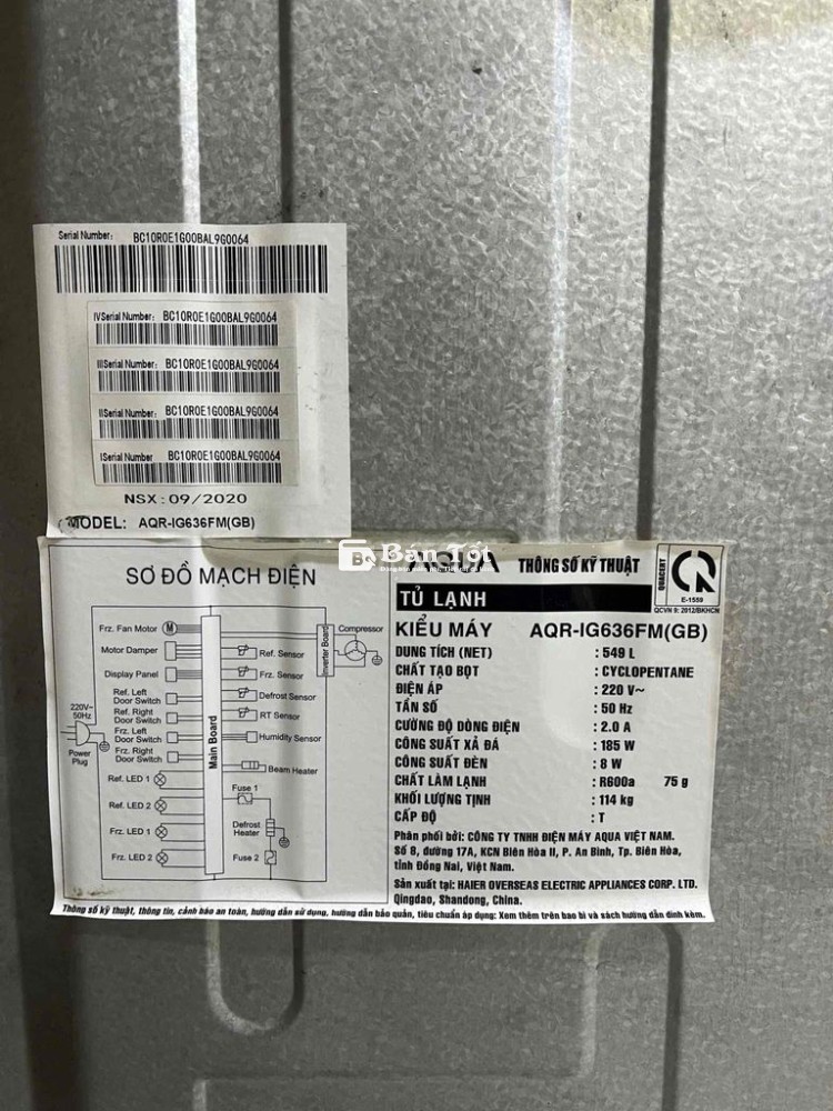 Tủ lạnh Aqua 549L