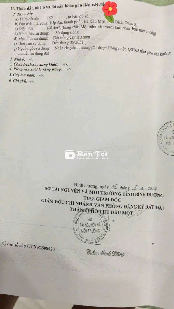 RẺ SỐ 1_BÁN 168M2 ĐẤT HIỆP AN, THỦ DẦU MỘT_GIÁ 1.85TỶ_CÁCH DT744 _ 80M