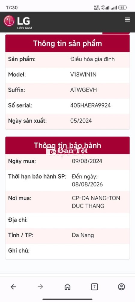 Dư để lại máy lạnh Lg 2Hp mới 90%