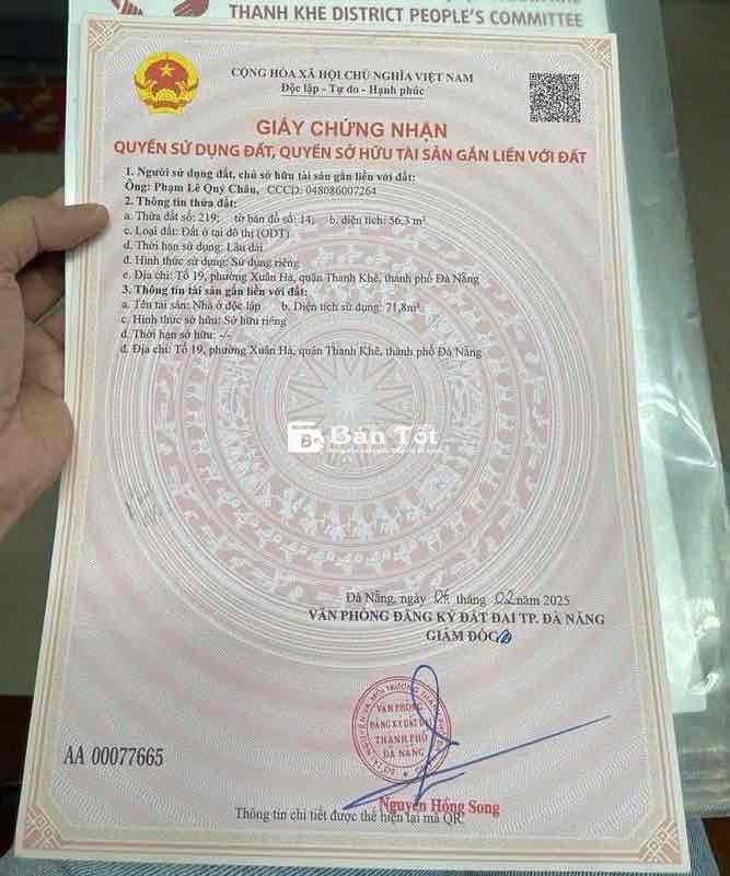 Bán nhà 1.5 Tầng Xuân Đán 1 _ đấu lưng Trần Cao Vân