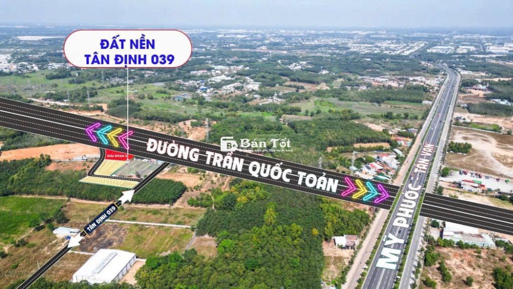 Bán đất 100m2 tc 60m gần Mỹ Phước Tân Vạn, giảm 300 triệu còn 1 tỷ 2xx