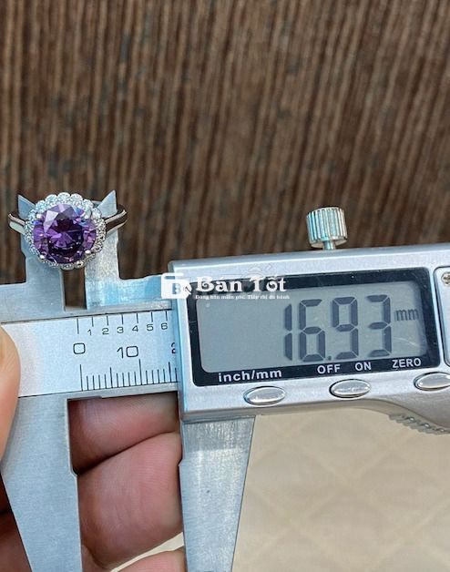 Nhẫn Nữ hợp kim mạ bạc, viền đính đá trắng, tím