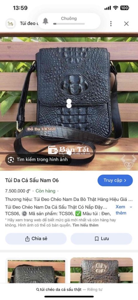 giao lưu hoặc bán túi chéo da cá sấu hàng thật