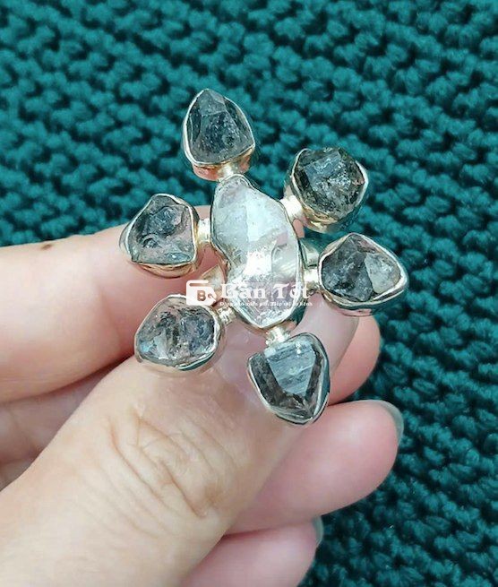## Nhẫn bạc Thạch anh KC (Herkimer diamond) thủ công
