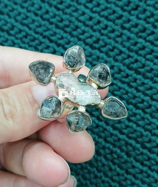 ## Nhẫn bạc Thạch anh KC (Herkimer diamond) thủ công