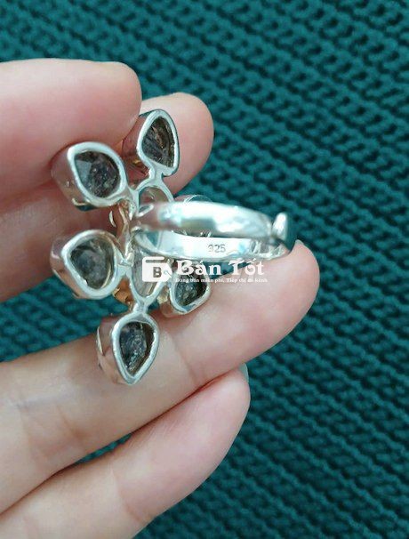 ## Nhẫn bạc Thạch anh KC (Herkimer diamond) thủ công