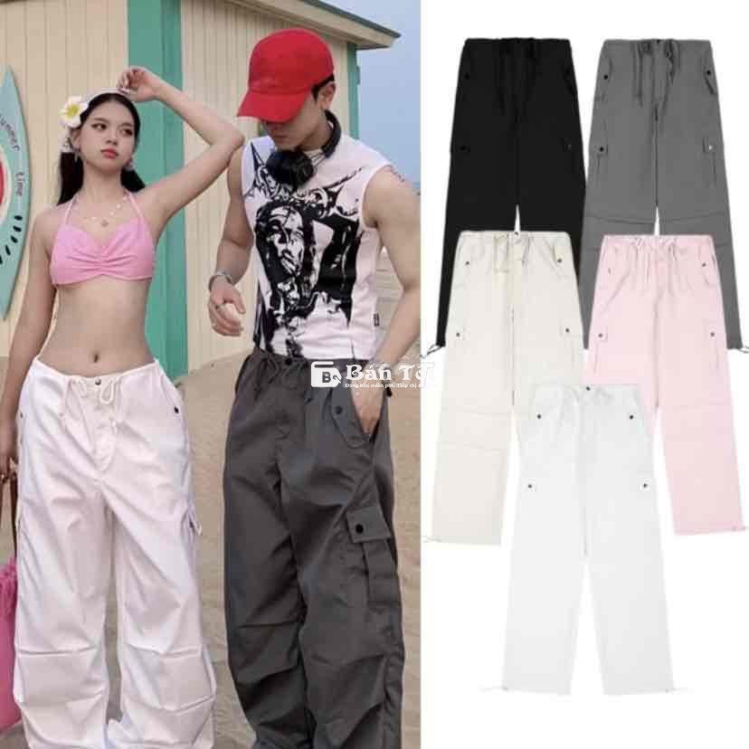 QUẦN DÙ AB HOUSE WHITE PINK DÂY RÚT - Size Freesize  