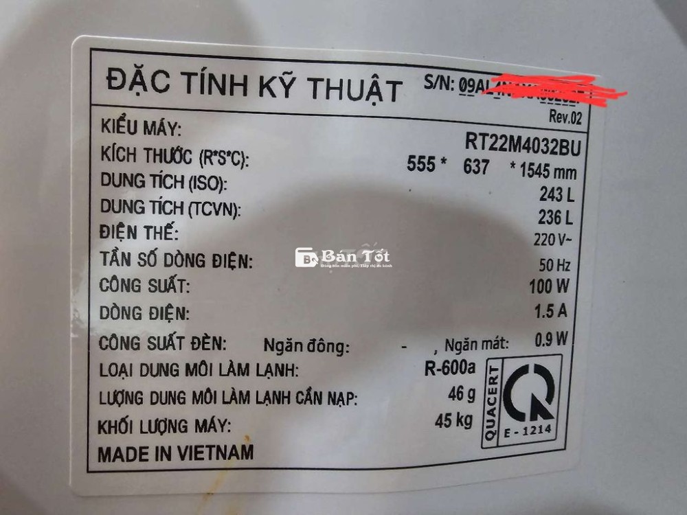 Tủ lạnh SAMSUNG 236L digital Inverter