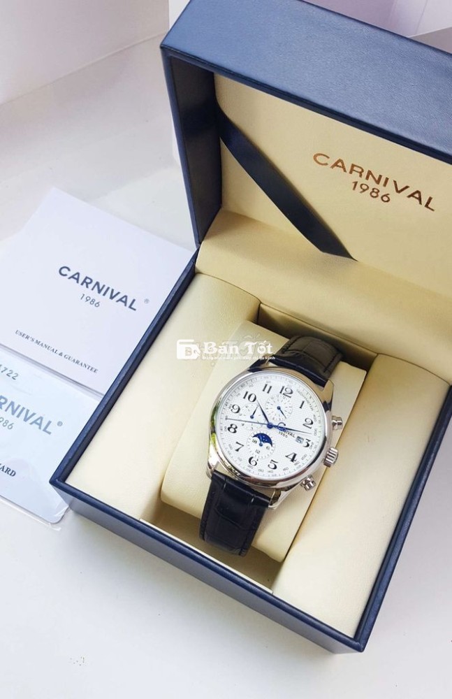 ĐỒNG HỒ CƠ CARNIVAL CHÍNH HÃNG MẪU 6 KIM NUNG XANH